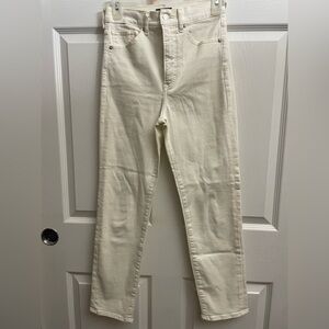 Express Women's Super High Rise Cream Super Stretchy Slim Jeans